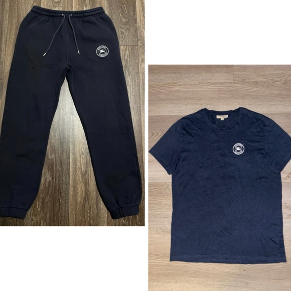 Burberry Embroidered Logo Joggers T-Shirt Outfit Set - Picture 1 of 15